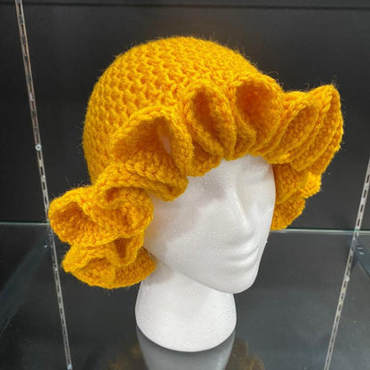 Mustard Color Crochet Bucket Floppy Hat