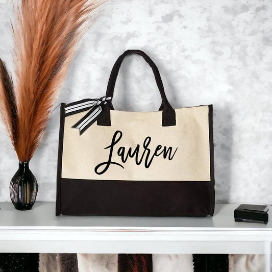 Personalized Canvas Women Tote Bag with Name, Valentines Day Gifts, Gift for Her, Bag Gifts for Woman, Couple Gifts, Custom Shopping Tote Bag, Beach Tote Bag, Book Tote Bag, Daily Tote Bag, Cute Grocery Tote Bag, Bridesmaid Tote Bag, Bachelorette Tote Bag