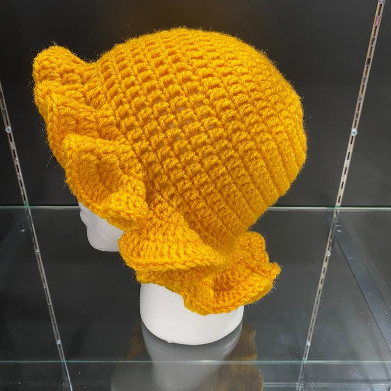 Mustard Color Crochet Bucket Floppy Hat